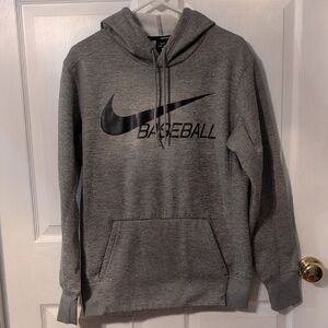 Nike Men's Gray Hoodie with Black Logo